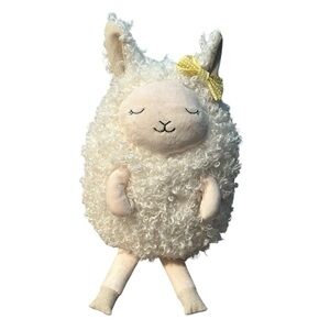 Bella Luxe Soft Cream Plush Sheep Sitter with Yellow Bow 🆕